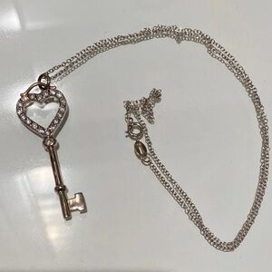 Diamond Heart Key Necklace